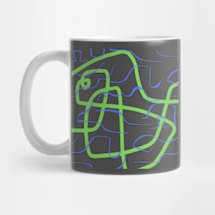 Blue and Green Loose lines floating Mug